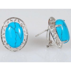 C830 Серьги с бирюзой (имитация) "греческие"