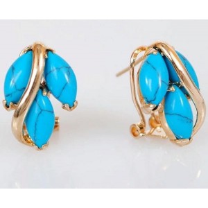 C830 Серьги позолота из бирюзы (имитация) "большой рис"