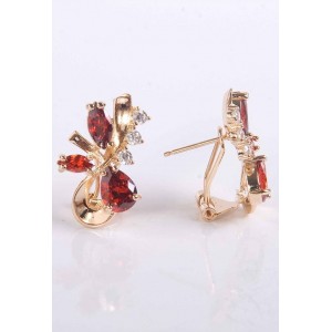 Серьги с гранатом "цветочная бесконечность"