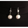 Серьги из жемчуга белого, шарик 12мм