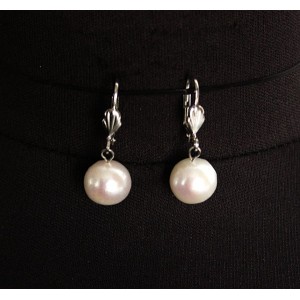 Серьги из жемчуга белого, шарик 12мм