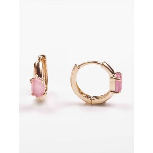 Серьги с розовым кошачьим глазом (синт.) "колечки" Серьги с розовым кошачьим глазом (синт.) "колечки"
