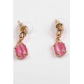 Серьги с розовым кошачьим глазом (синт.) "лагуна"