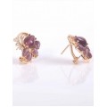 Серьги с фиолетовым кошачьим глазом (синт.) "азалия"