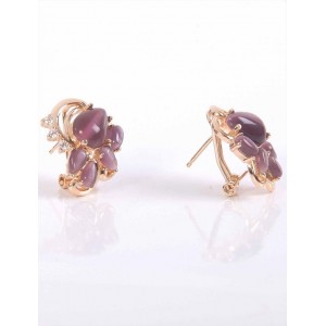 Серьги с фиолетовым кошачьим глазом (синт.) "азалия"