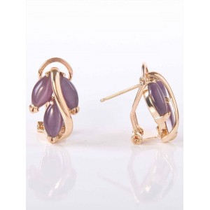 Серьги с фиолетовым кошачьим глазом (синт.) "большой рис"