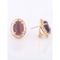 Серьги с фиолетовым кошачьим глазом (синт.) "греческие"