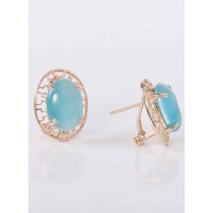 Серьги с голубым кошачьим глазом (синт.) "греческие"