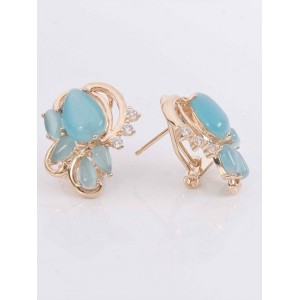 Серьги с голубым кошачьим глазом (синт.) "азалия"