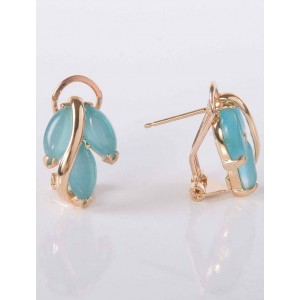 Серьги с голубым кошачьим глазом (синт.) "большой рис"