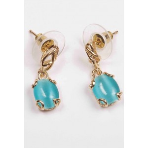 Серьги с голубым кошачьим глазом (синт.) "лагуна"