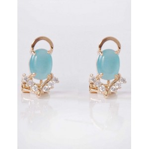 Серьги с голубым кошачьим глазом (синт.) "чайка"