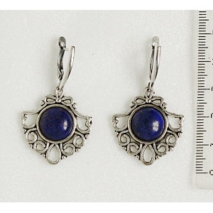 Серьги из лазурита синего, круг 12мм, оправа "балерина"