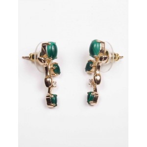 Серьги с малахитом "тюльпан"