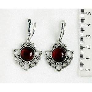 Серьги из сердолика, круг12мм, оправа "балерина"