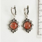 Серьги из халцедона розового "2 цветка", круг 12мм, швензы посеребрение