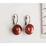 Серьги из халцедона розового, круг 12мм, замок петелька