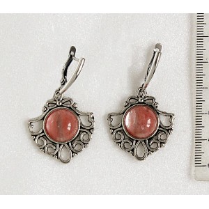 Серьги из халцедона, круг 12мм, оправа "балерина"