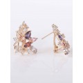 Серьги с разноцветными фианитами "букет Венеры"