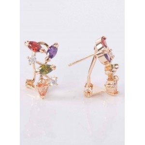 Серьги с разноцветными фианитами "искристые лепестки"
