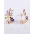Серьги с разноцветными фианитами "цветочная бесконечность"