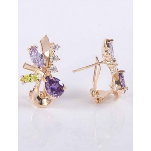 Серьги с разноцветными фианитами "цветочная бесконечность"