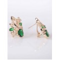 Серьги с зеленым фианитом "лесная мелодия"