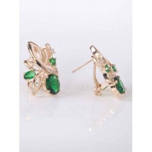 Серьги с зеленым фианитом "лесная мелодия"