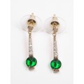 Серьги с зеленым фианитом "слеза Афродиты"