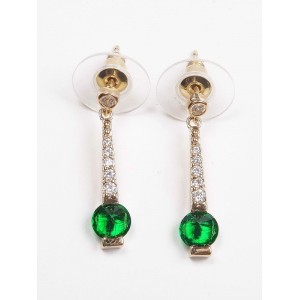 Серьги с зеленым фианитом "слеза Афродиты"