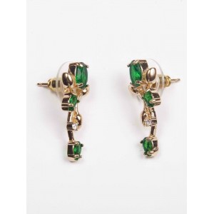 Серьги с зеленым фианитом "тюльпан"