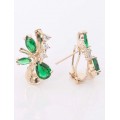Серьги с зеленым фианитом "цветочная бесконечность"
