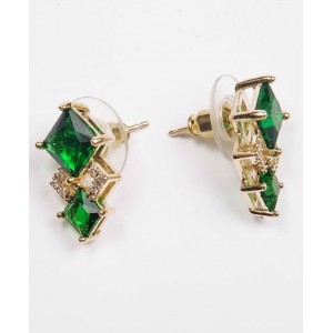 Серьги с зеленым фианитом "Элизабет"
