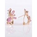 Серьги с розовым фианитом "цветочная бесконечность"