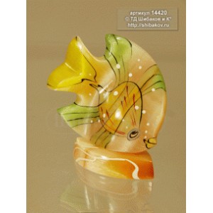 Фигурка "Рыбка Дискус" из селенита 65*30*72мм (возможны варианты росписи)