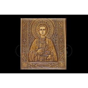 Икона "Св. целитель Пантелеймон" из бересты 50*65*5мм