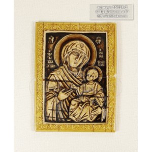 Икона "Икона бож. мат. «Иверская»" из бересты 63 * 80 мм Икона "Икона бож. мат. «Иверская»" из бересты 63 * 80 мм