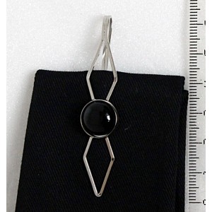 Заколка (зажим для волос) из агата черного, круг 12мм