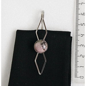 Заколка (зажим для волос) из родонита, круг 12мм