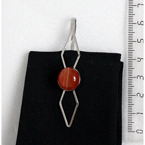 Заколка (зажим для волос) из сердолика полосатого, круг 12мм