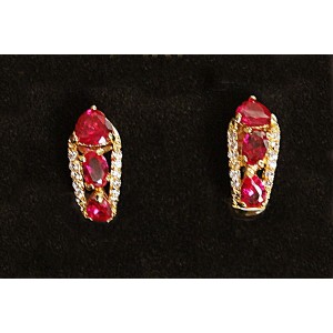 Серьги из корунда красного (рубин синт.) "Венеция люкс"