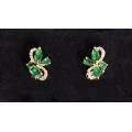 Серьги из циркона зеленого "мотылек"