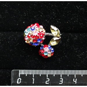 Брошь "вишня", разноцветная