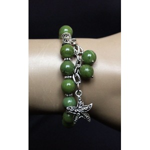 Браслет из нефрита (натуральный), шарик 8мм, с фурнитурой
