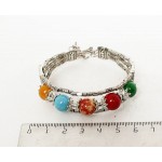 Браслет из разноцветных бусин, 5 шариков 10мм, на коннекторах и проволоке