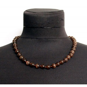 Бусы из кошачьего глаза (синт.) шарик 9мм цвет коричневый