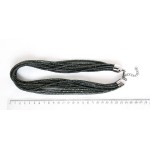 Колье из хрусталя в юв. сетке и шнура, 9 нитей, цвет черный