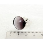 Кольцо из кошачьего глаза (синт.), круг 18мм, цвет сиреневый, безразмерное