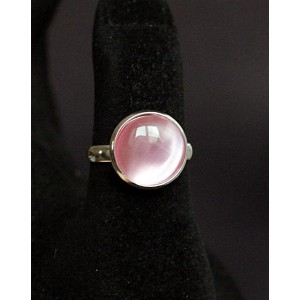 Кольцо из кошачьего глаза (синт.), круг 12мм, цвет розовый, безразмерное