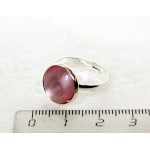 Кольцо из кошачьего глаза (синт.), круг 12мм, цвет розовый, безразмерное